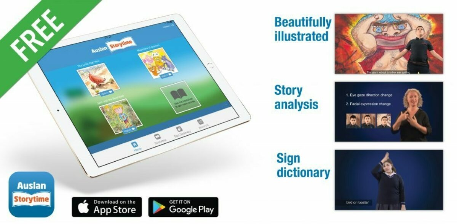 Auslan Storytime app on a tablet