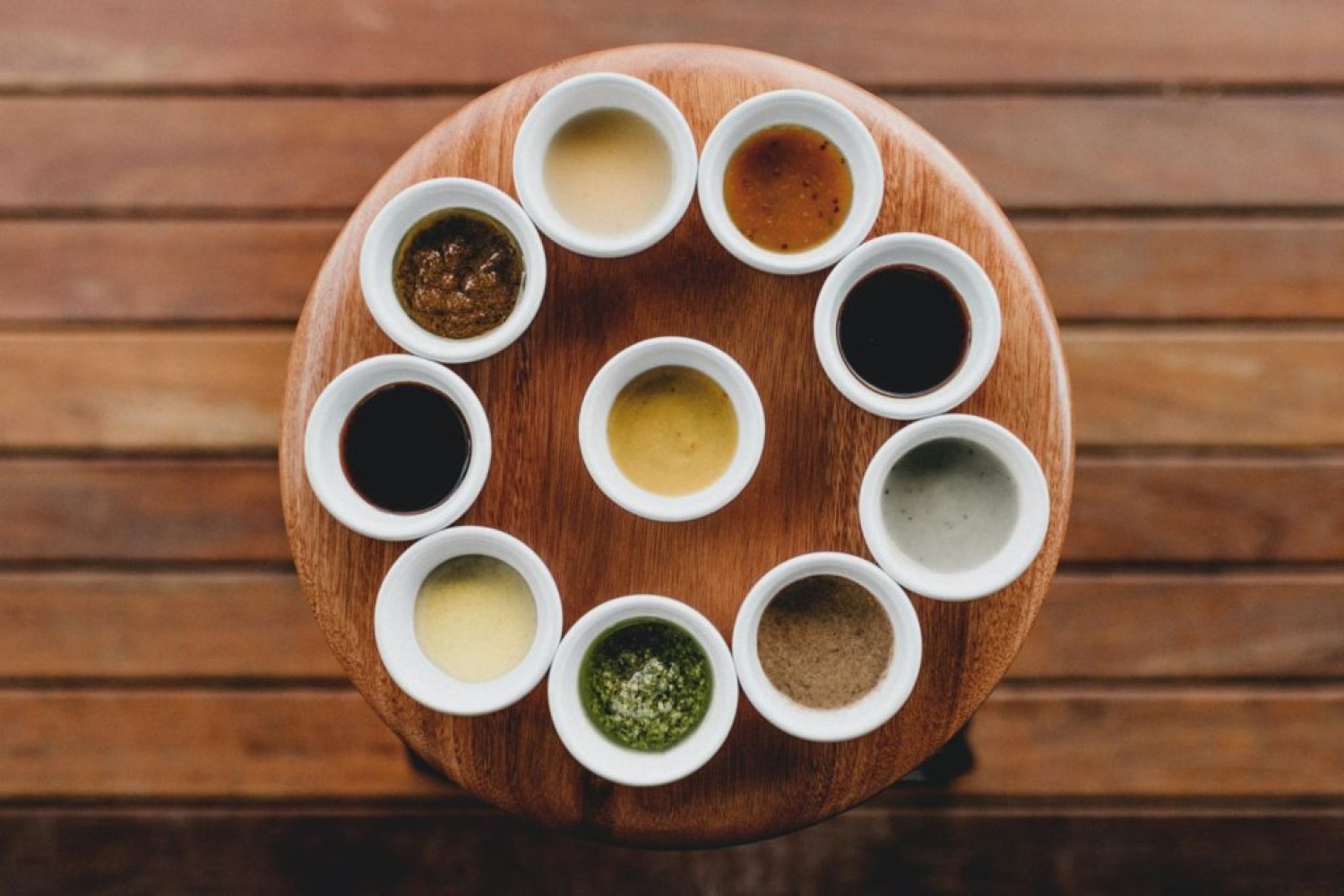 Various sauces arranged in a circle - Cooking MasterClass Online - Lockdown Entertainment Guide Food Edition